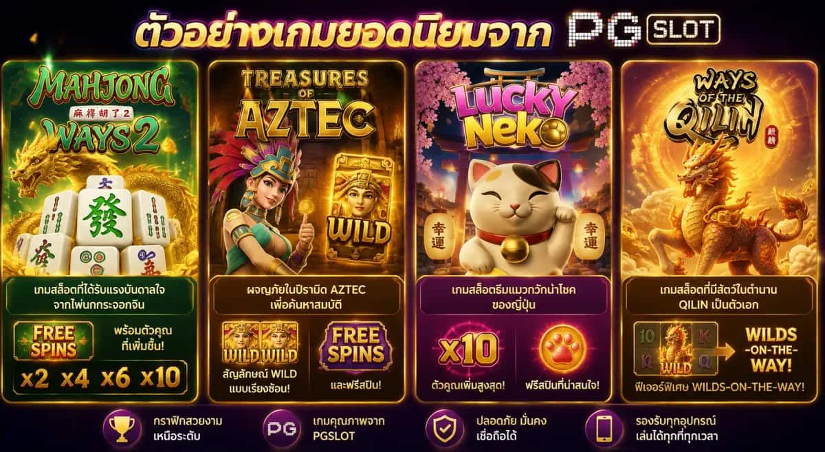 ตัวอย่างเกมยอดนิยมจาก PGSLOT
